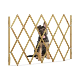 Relaxdays - Hundeabsperrgitter, Schutzgitter Für Tür & Treppe, Scherengitter Ausziehbar Bis 116, 5 Cm, 82, 5 Cm Hoch, Natur