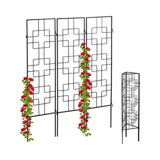 Klimplantenrek Metaal - Set Van 3 - Elk 122 X 30, 5 Cm - Trellis - Zwart