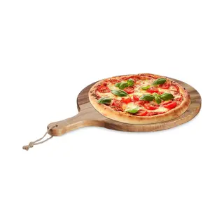 Relaxdays Pizzaschneidebrett Pizzabrett Aus Akazienholz, Holz