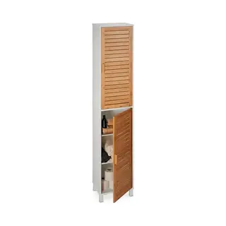 Kolomkast Badkamer - 190 X 40 X 30 Cm - Hoog - Smal - 6 Vakken - Bamboe Deuren