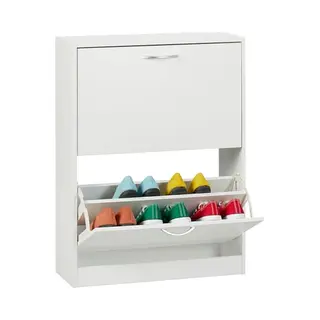 Schoenenkast - 2 Kleppen - Smal - 12 Paar - 80x60x24 Cm - Wit
