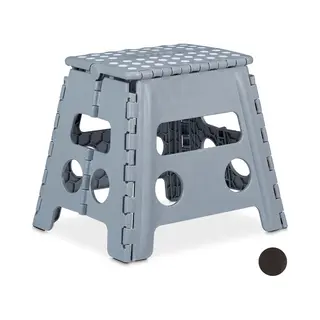 Relaxdays Klapphocker Faltbar, Camping Hocker, Kinder Badhocker, Bis 150 Kg, Kunststoff, Hbt, 30 X 37 X 29 Cm, Hellgrau