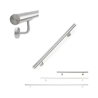Trapleuning - 100 Cm - Rvs - Ø 42 Mm - Met Houders - Zilver