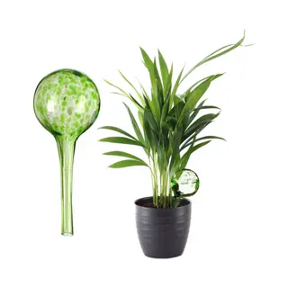 Relaxdays Tropfer Bewässerungskugel 2er Set Glas, Grün