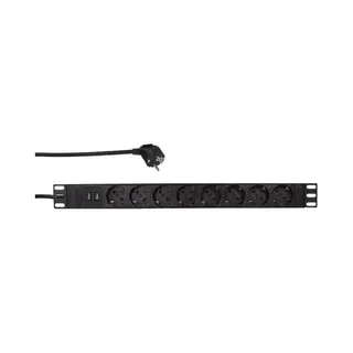LogiLink PDU8C02 power distribution unit (Pdu) 8 Ac outlet(s) 1U Black