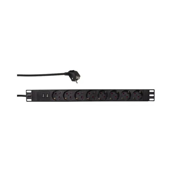 LogiLink PDU8C02 energiedistributie 8 Ac-uitgang(en) 1U Zwart thumbnail