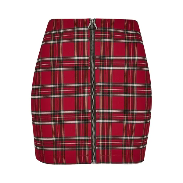 Urban Classics Checker Dames Korte Rok - Rood/zwart - S thumbnail