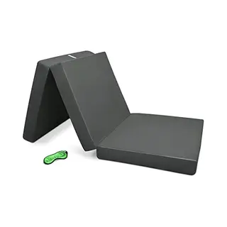 Beautissu Portable Travel Folding Mattress Single 80x195 Cm Anthracite - Fold Up Floor Guest Mattress 10 Cm Thick As Foldaway Z Bed Futon With Velcro