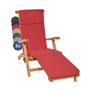 Beautissu Deck Chair Sun Lounger Cushion Pad 175x45x5 Cm Loftlux Dc – Comfortable Garden Recliner Cushion Steamer Sunbed Sunlounger Chair Red –