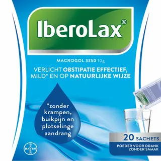 Iberolax 20 Zakjes | Laxeermiddel Met Macrogol 3350 | Verzacht De Stoelgang Zonder Krampen | Geschikt Bij Obstipatie Voor Volwassenen En Kinderen