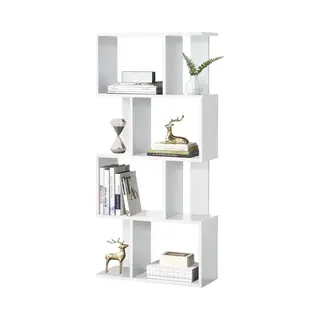 [en.casa] Bücherregal Brattahlid 130 X 60 X 24 Cm Regal Mit 4 Fächern Und 4 Ablagen Standregal Medienregal Aktenregal Aufbewahrung Weiß