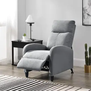 en.casa Verstelbare Relaxfauteuil - 102x60x92 Cm - Stof - Lichtgrijs