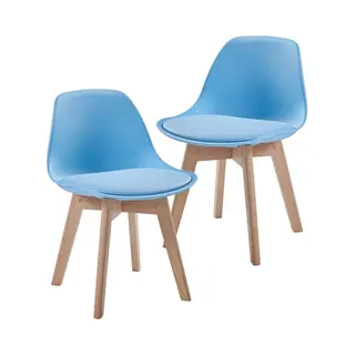 [en.casa] - Kinderzimmerstuhl Elvdal 2er Set Gepolstert Himmelblau