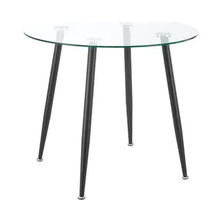 en.casa Glazen Tafel Humppila Rond 75x80 Cm Zwart En Transparant