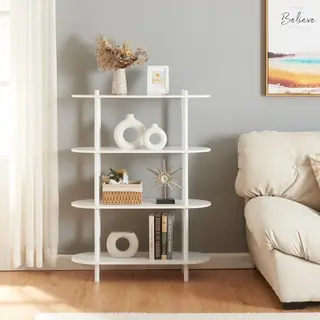 [en.casa] Bücherregal Øvre Standregal Mit 4 Ablagen Bücherschrank Regal 108x80x30 Cm Weiß