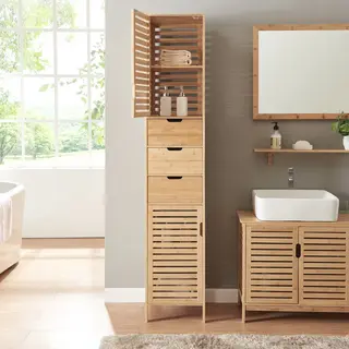 Badkamerkast Boksereys 180x35x35 Cm Naturel [en.casa]