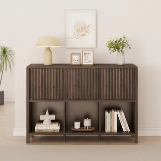 En.casa Sideboard, »Lukkodso« Mit 3 Türen, 6 Fächern 77x110x30 Cm Walnussoptik
