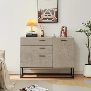 [en.casa] Dressoir In Industriële Stijl, Commode Voor Woonkamer, Entree, Slaapkamer, Opbergkast Met Laden En Gesloten Rek, Metalen Deur, Spaanplaat,