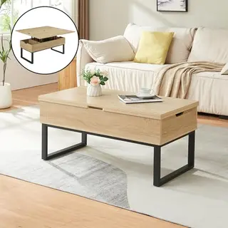 [en.casa] Salontafel Voor Woonkamer, Stijlvol Met Opklapbaar En Inklapbaar Blad, 3 Vakken, Opbergtafel, Modern, Stabiel, Spaanplaat, Staal, 100 X 50 X
