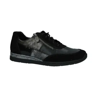 Rieker - N 5320 - Sneaker Laag Gekleed - Dames - Maat 36 - Zwart;Zwarte - 00 -Schwarz/Schwarz/Schwarz-Silber Samti/Min