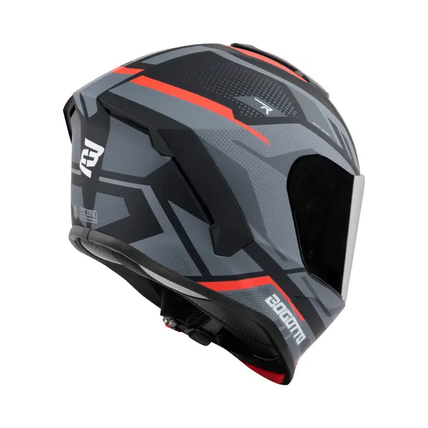 Bogotto Phantom Codex Fiberglass Helm, Schwarz/grau/rot, M thumbnail