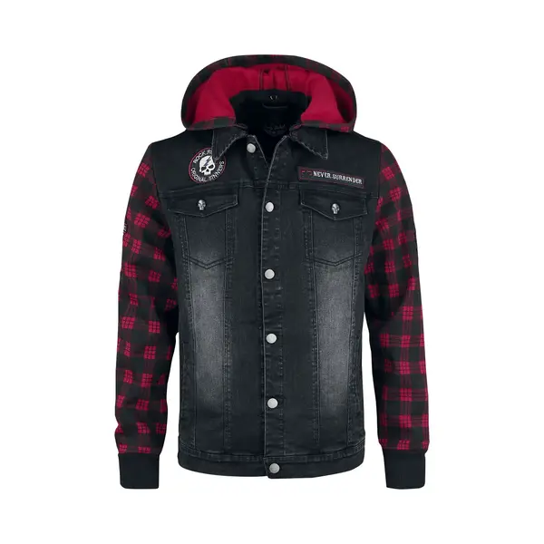 Rock Rebel By Emp Sound Check Jeansjacke Schwarz Rot In Xl thumbnail