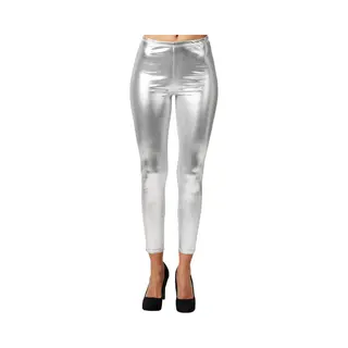 Tectake Dressforfun - Metallic Legging Zilver S - Verkleedkleding Kostuum Halloween Verkleden Feestkleding Carnavalskleding Carnaval Feestkledij Partykleding