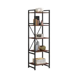 Tectake® - Wandkast Boekenkast Met 5 Planken En Stalen Frame Voor Boeken, Bloemen, Ornamenten, Industriële Stelling Voor Woonkamermeubilair,