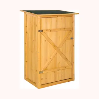 Tectake Geräteschrank Gartenschrank Mit Flachdach (Bausatz, 1-St., Inkl. Schlüssel) Aus Imprägniertem Nadelholz