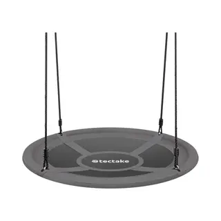 Tectake® Large Nest Swing With Water-Repellent Textilene Cover, Height-Adjustable Ropes, 120kg Capacity, Padded Edge & Easy Maintenance - Round