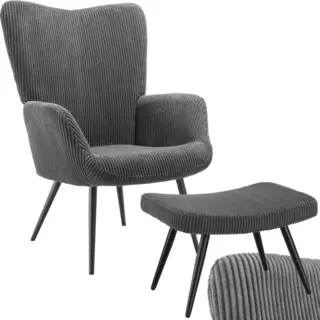 Tectake Sessel Hygge Gepolstert Armlehnen Und Ergonomische Rückenlehne 76 X 72 X 100 50 Cm Breitcord Anthrazit Schwarz