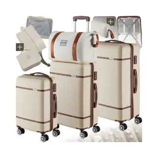 Tectake® Kofferset - 13-teiliges Reiseset - Koffer - Kofferset - Reisegepäck-Set Inklusive Handgepäckkoffer, Geräumiger Koffer, Reisetasche,