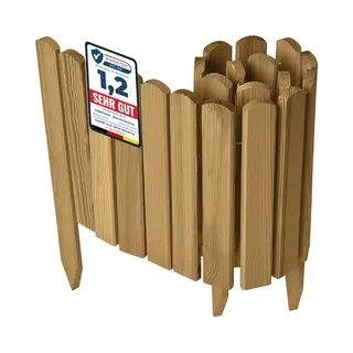 Garronda Rollborder - Flexibele Houten - Gazonafscheiding - Palissade Padenafscheiding - Kan Worden Ingekort - Lichtbruin - Hoogte, 30 Cm, Hekje 100