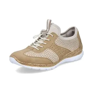 Rieker Damen Low-Top Sneaker N4245, Frauen Halbschuhe, Sportschuhe, Freizeitschuhe, Turnschuhe, Laufschuhe, straßenschuhe, beige (60), 39 Eu / 6 Uk