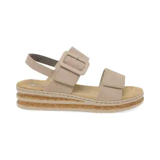 Rieker Damen Keilsandalen 62950, Frauen Sandalen, Sommerschuhe, Freizeitschuhe, offene Schuhe, Strandschuhe, beige (62), 39 Eu / 6 Uk