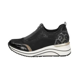 Remonte D0T08-02 Ranvin Lo Wedge Black White Womens Trainers In A Plain Textile In Size 38