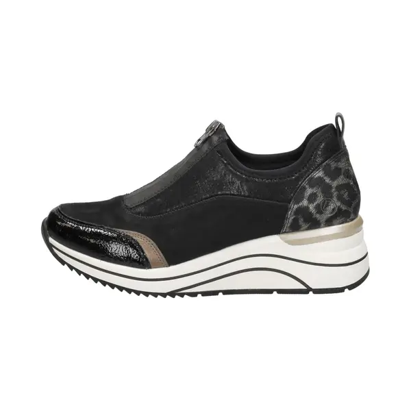 Remonte D0T08-02 Ranvin Lo Wedge Black White Womens Trainers In A Plain Textile In Size 38 thumbnail