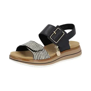 Remonte D1J53-02 Leniella Elle Black Womens Comfortable Sandals In A Plain Leather And Man-made In Size 41