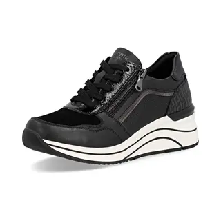 Remonte Damen Low-Top Sneaker D0700, Frauen Halbschuhe, lose Einlage, wasserabweisend, remonteTEX, Freizeit, sportlich, straßenschuhe, schwarz Kombi