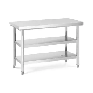 Royal Catering Rcwt-120X60-3L-E Stainless Steel Gastro Working Table 120x60cm 500kg (3 Levels, 25cm Tall, 4.8cm)