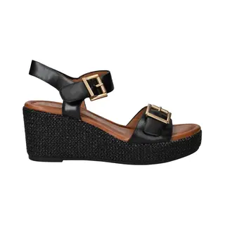 Marco Tozzi Damen Sandalen Mit Keilabsatz Offene Zehenpartie Modern, Schwarz (Black), 41 Eu