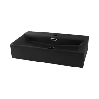 Luxebath Ml-design Waschbecken Zur Wandmontage Oder Als Aufsatzwaschbecken Mit Hahnloch, 60, 5x36, 5x13 Cm, Aus Keramik, Schwarz Matt, Hängewaschbecken