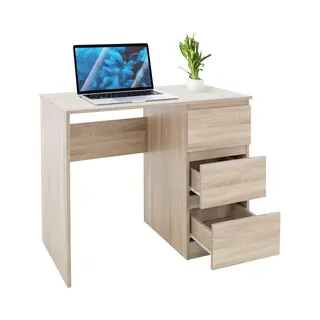 Bureau Met Drie Laden 90x76x50 Cm Sonoma Eikenhout Ml-Design