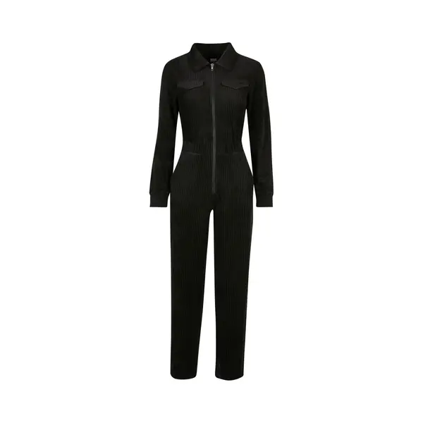 Urban Classics Dames Velvet Rib Waterkoker Suit Trainingspak Voor Dames, Zwart. thumbnail