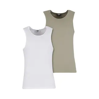 Urban Classics, Herren, Shirts, Ribbed Undershirt 2-Pack - 195343, Grün, Weiss, (Xxl)
