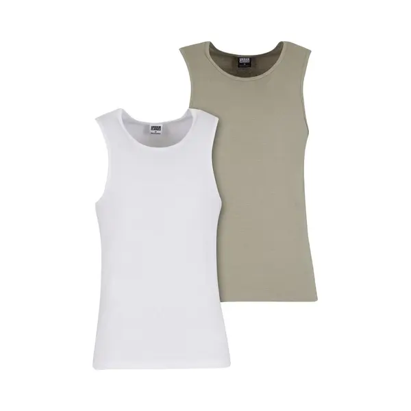 Urban Classics, Herren, Shirts, Ribbed Undershirt 2-Pack - 195343, Grün, Weiss, (Xxl) thumbnail