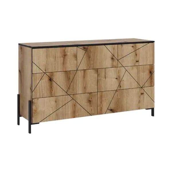 Vicco Hatto Commode Eiken 139, 8 X 80, 2 Cm Met 7 Laden thumbnail