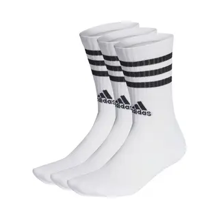 Adidas Unisex 3-Stripes Cushioned Crew Socks 3 Pairs, White / Black, 10.5-12.5