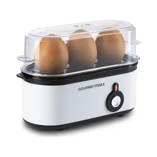 GOURMETmaxx Eierkocher Für 3 Eier 210W Weiß, 210 W, Mit Messbecher & Eierstecher - Kompakt