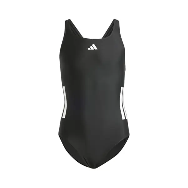 Adidas Girl's 3-Stripes C-Back Swimsuit Kids, Black/White, 13-14 Years thumbnail